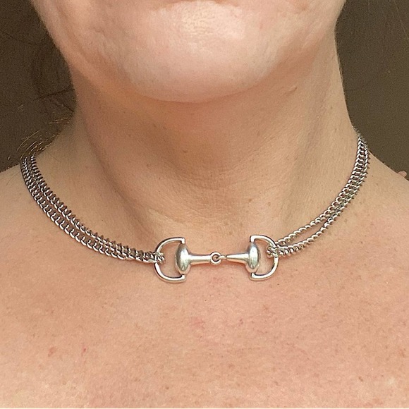 Sterling Silver HorseBit Handmade Necklace Bracelet Matching Chain Link Set - Picture 3 of 13